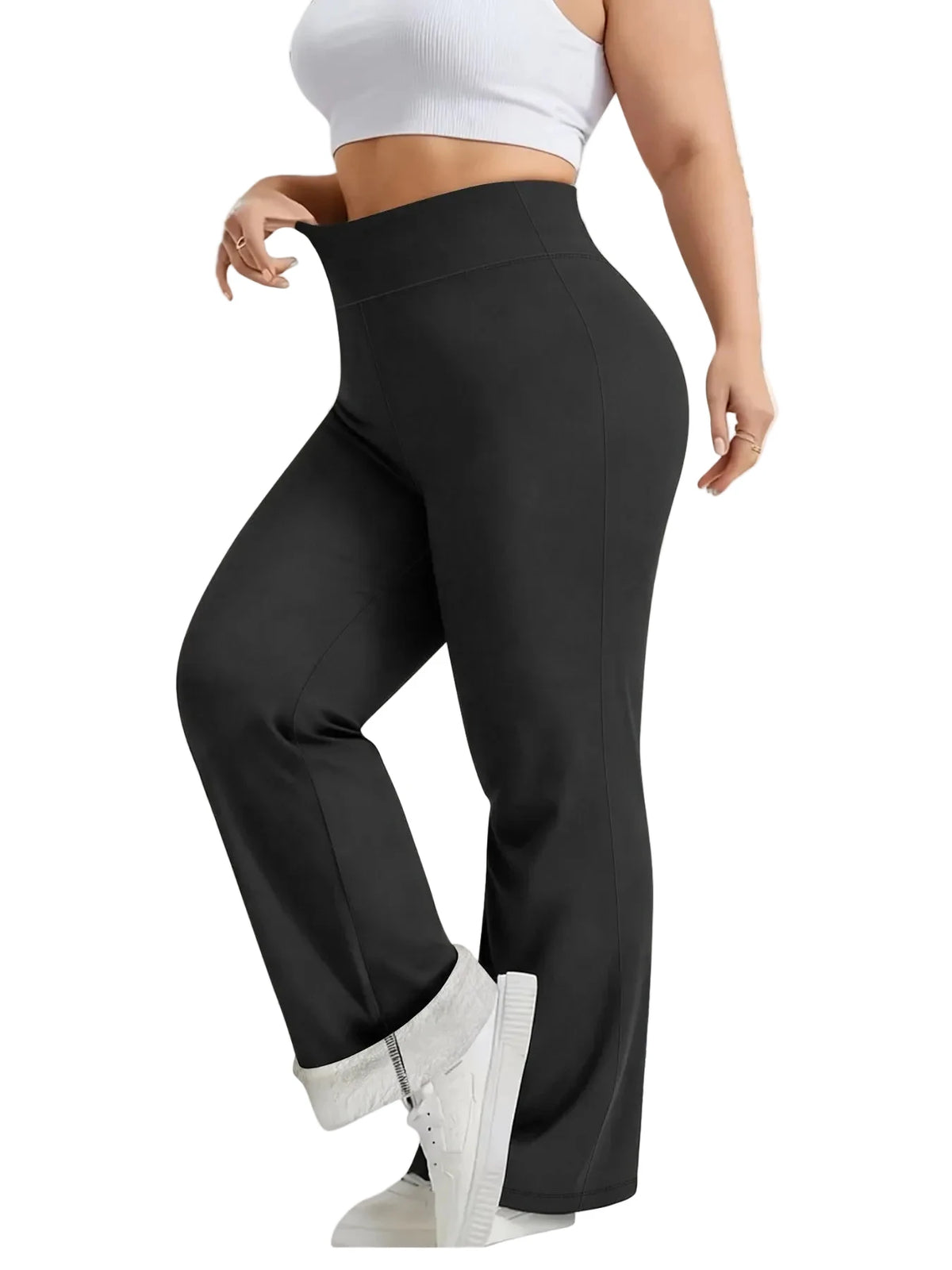 Women's Plus-Size High-Waisted Fleece-Lined Flare Leggings
