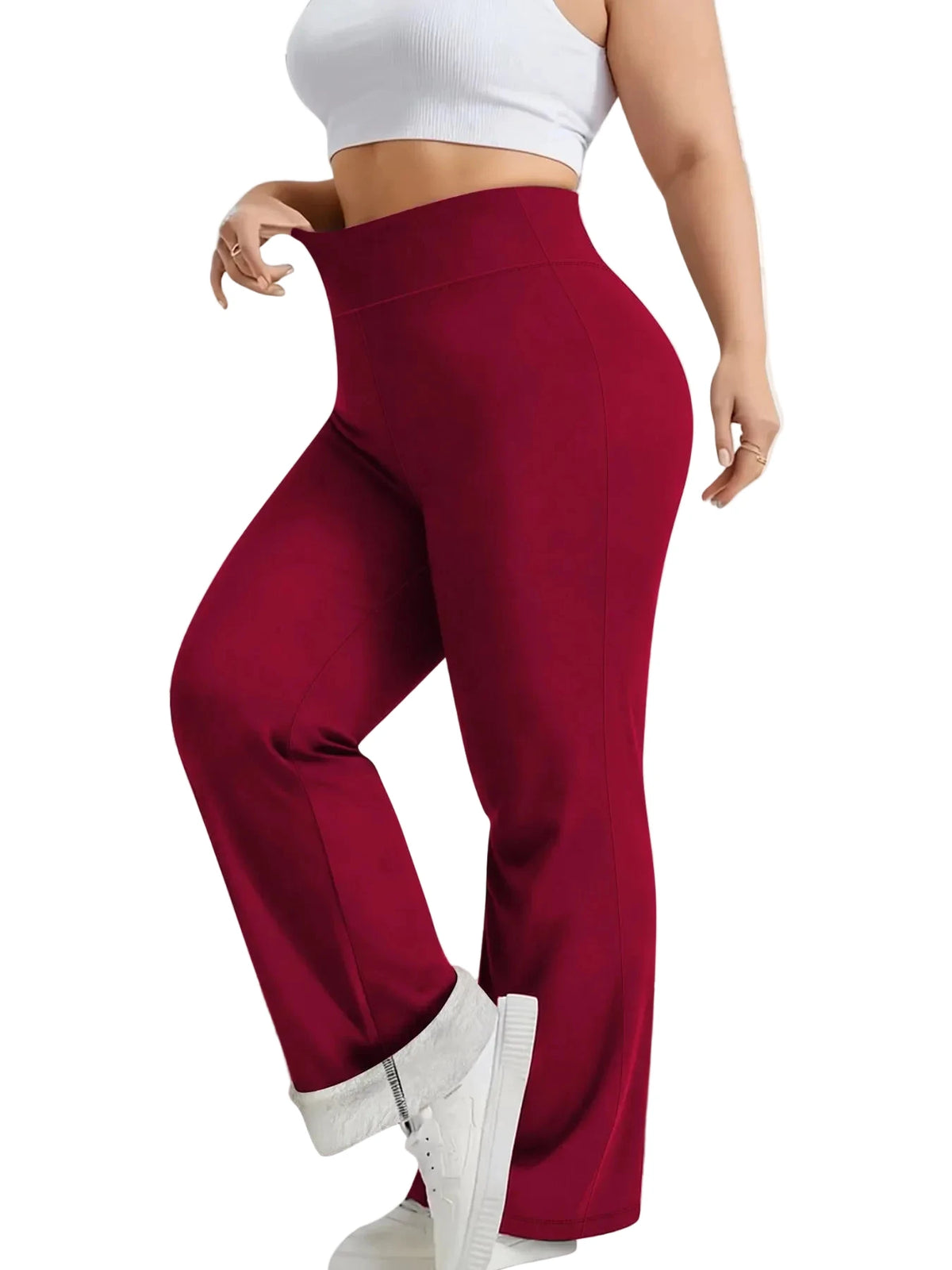 Women's Plus-Size High-Waisted Fleece-Lined Flare Leggings