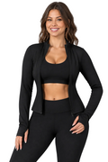 Women's 3-Piece Activewear Set: Wireless Sports Bra, Flare Leggings & Zip-Up Jacket