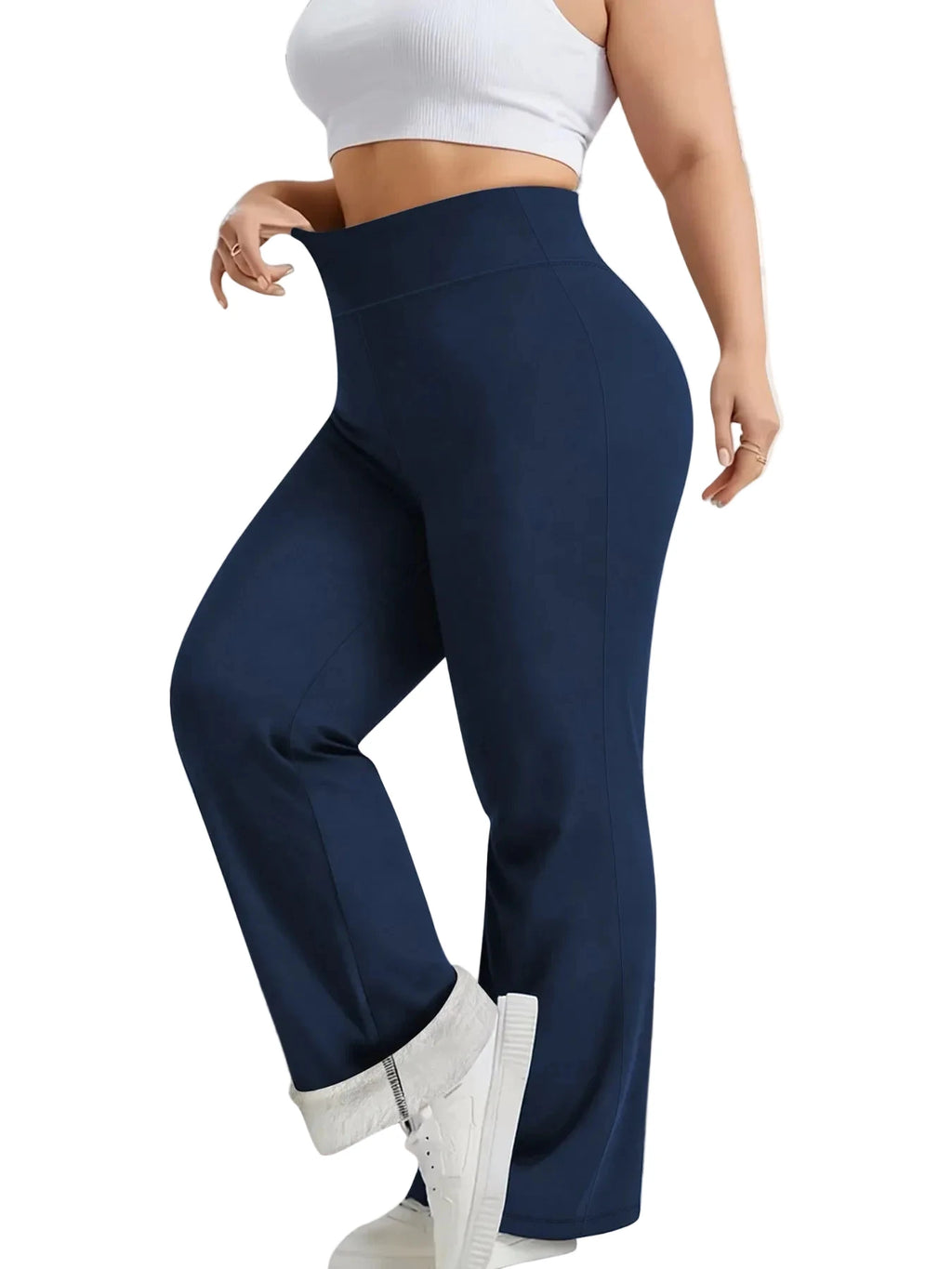 Women's Plus-Size High-Waisted Fleece-Lined Flare Leggings