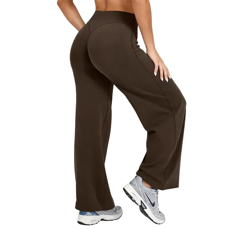 Women's Mid-Size High-Waisted Stretch Wide-Leg Pants