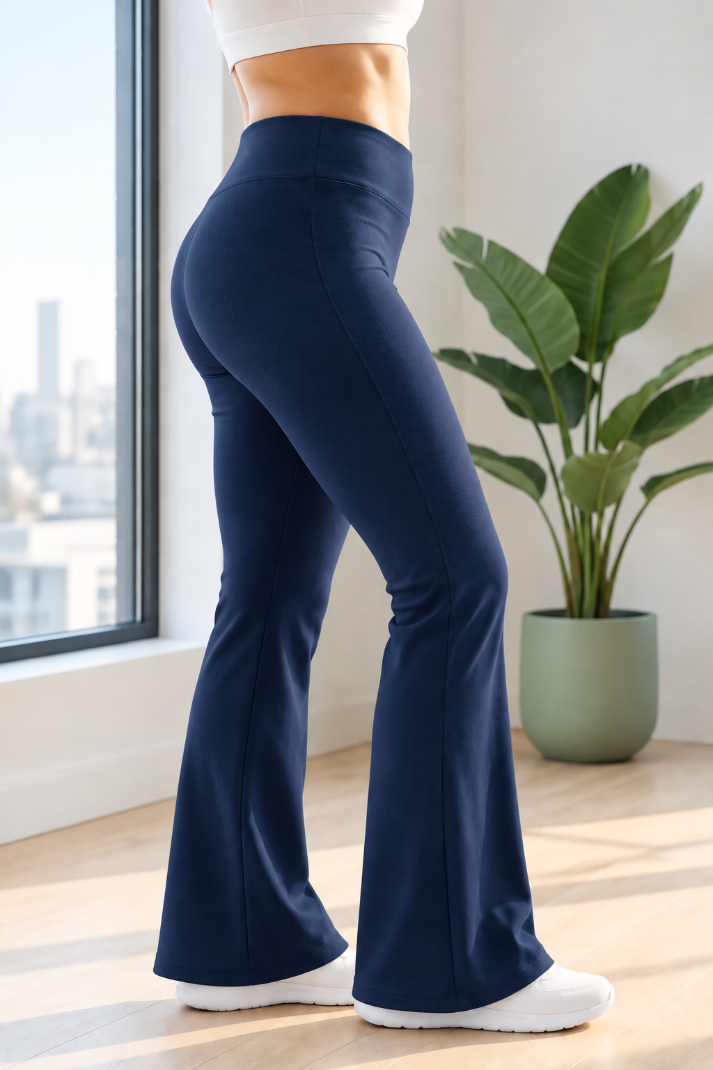 Women's Plus-Size High-Waisted Fleece-Lined Flare Leggings