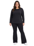 long-sleeve top and matching black flared pants 
