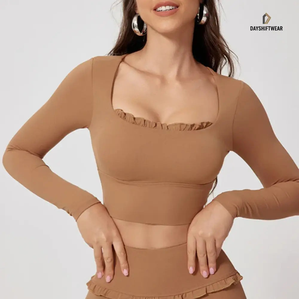 Women's Long Sleeve Workout Top - Built-In Padding
