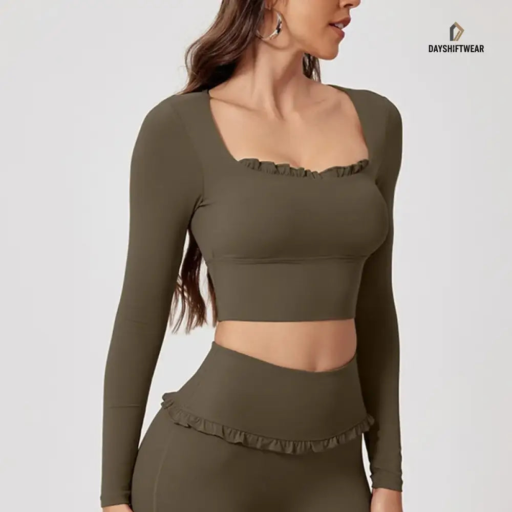 Women's Long Sleeve Workout Top - Built-In Padding